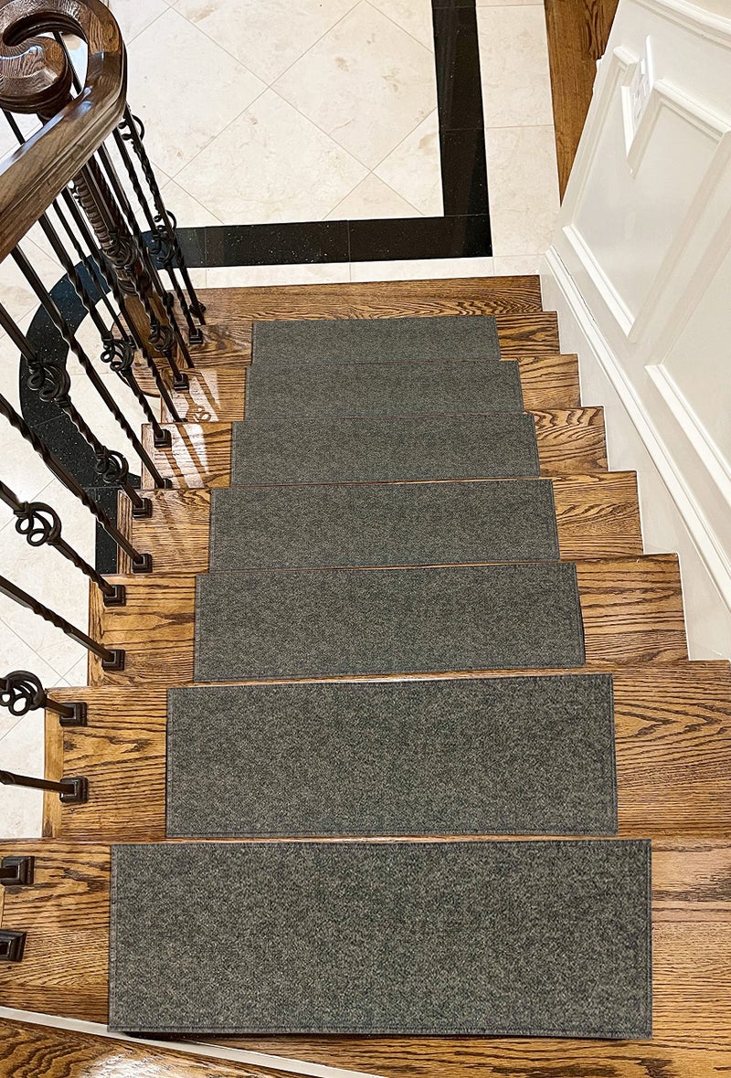 Gloria Stair Treads Carpet Rubber Backing Stair Runners for Steps Pet Carpet for Stairs - Stairway Carpet Rug â€“ Set of 7 Solid Gray (8.5â€ x 26â€) - Image 1